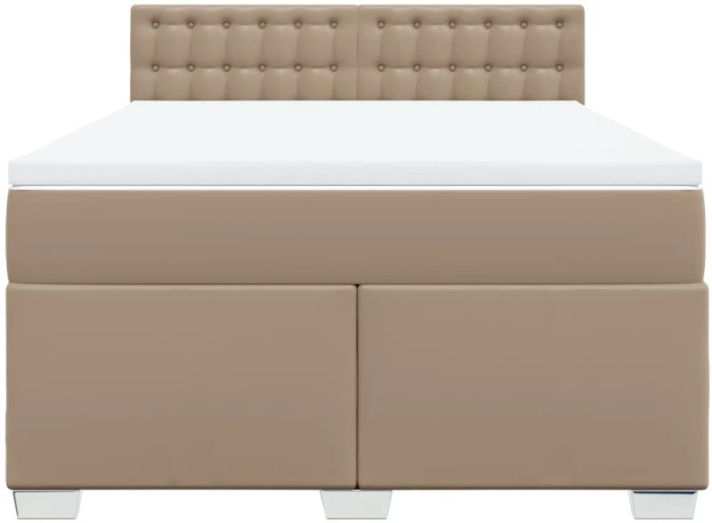 vidaXL Κρεβάτι Boxspring με Στρώμα Καπουτσίνο 160x200εκ.από Συνθ.Δέρμα