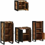 vidaXL Σετ Επίπλων Μπάνιου 4 pcs Πολύχρωμο Στερεό ανακτημένο ξύλο