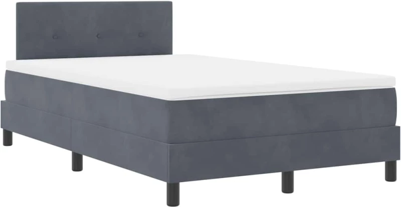 vidaXL Κρεβάτι Box Spring με Στρώμα Σκούρο Γκρι Μικρό Διπλό Βελούδινο