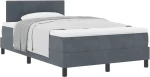 vidaXL Κρεβάτι Box Spring με Στρώμα Σκούρο Γκρι Μικρό Διπλό Βελούδινο