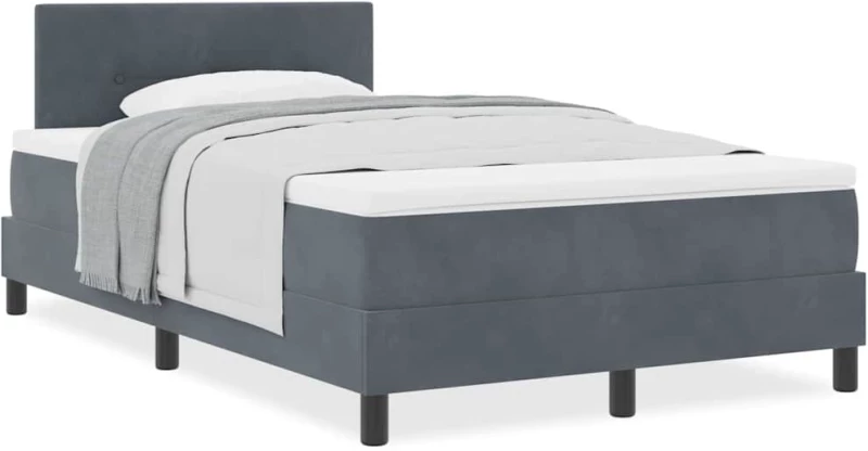vidaXL Κρεβάτι Box Spring με Στρώμα Σκούρο Γκρι Μικρό Διπλό Βελούδινο