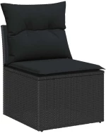 vidaXL 12 Τεμάχιο Καναπέ Κήπου Με Μαξιλάρια Μαύρο Poly Rattan Acacia