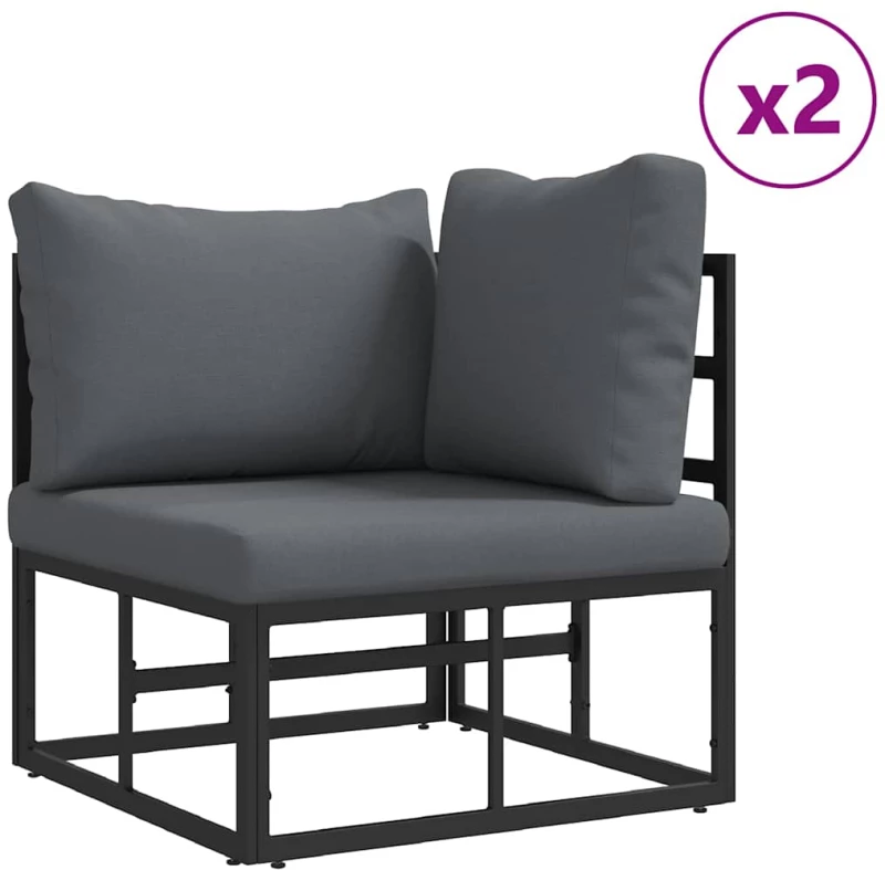 vidaXL Σετ Καναπέ Κήπου 7 pcs Μαύρο 70 x 70 x 32 εκ Αλουμίνιο