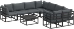 vidaXL Σετ Καναπέ Κήπου 9 pcs Μαύρο 70 x 70 x 32 εκ Αλουμίνιο