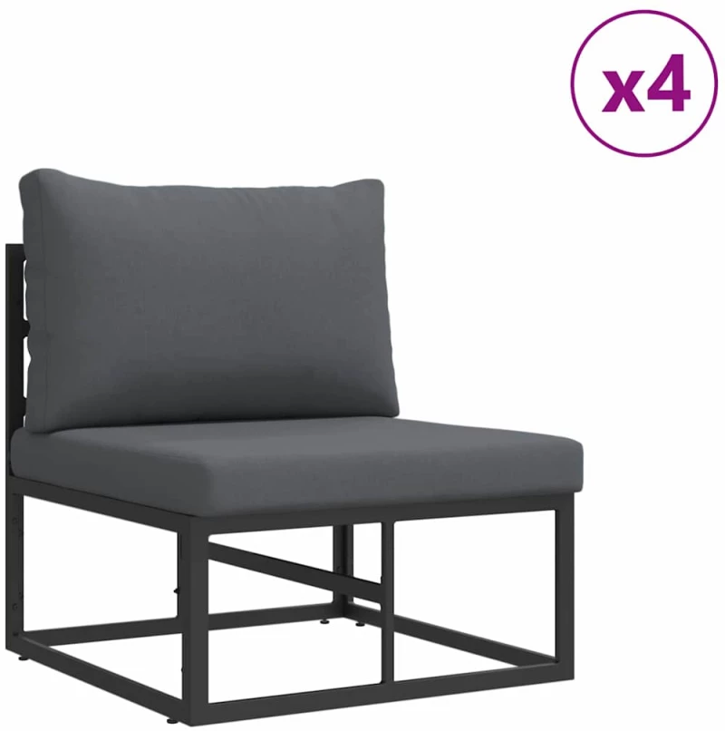 vidaXL Σετ Καναπέ Κήπου 9 pcs Μαύρο 70 x 70 x 32 εκ Αλουμίνιο