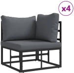 vidaXL Σετ Καναπέ Κήπου 9 pcs Μαύρο 70 x 70 x 32 εκ Αλουμίνιο