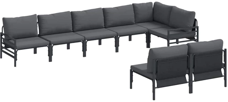 vidaXL Σετ Καναπέ Κήπου 8 pcs Ανθρακί Ατσάλι