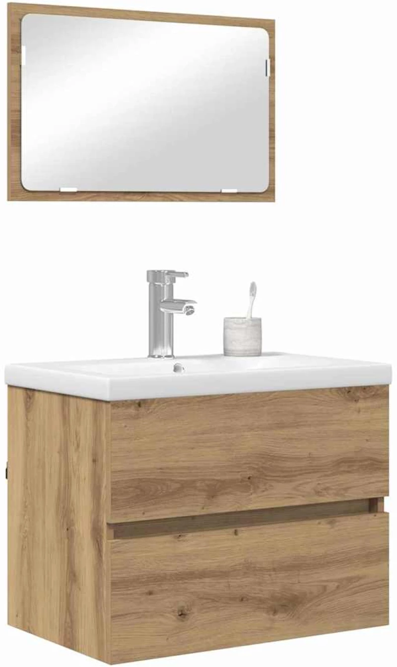 vidaXL Σετ Επίπλων Μπάνιου 3 pcs Μαύρη δρυς 60 x 38.5 x 45 cm