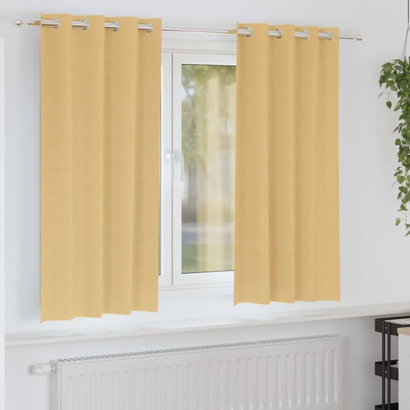 vidaXL Κουρτίνες με κουρτίνες 2 pcs Μπεζ 175 x 140 εκ. Πολυεστέρας