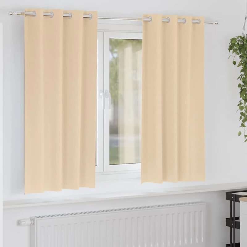 vidaXL Κουρτίνες με κουρτίνες 2 pcs Κρεμ 175 x 140 εκ. Πολυεστέρας