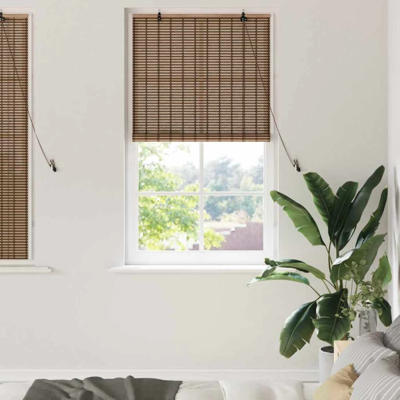 vidaXL Ρολό Παραθύρου με κουρτίνες Καφέ 80 x 160 cm Μπαμπού