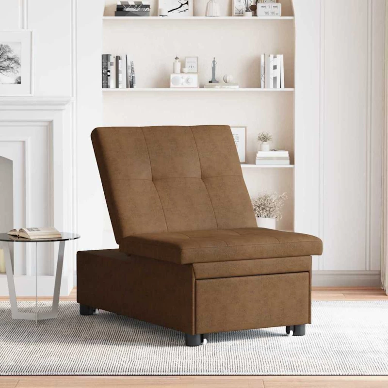 vidaXL Καναπές-κρεβάτι 3-σε-1 Σχεδίου με Pull-Out Καφέ Ψεύτικο Σουέτ Δέρμα