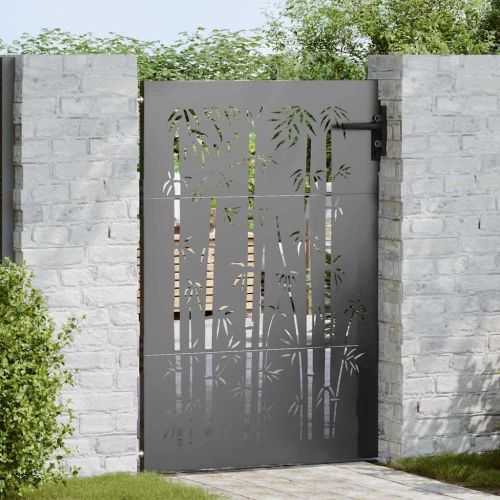 vidaXL Πύλη Κήπου Άλλο Μαύρο 105 x 150 cm Ατσάλι με Επικάλυψη Πούδρας