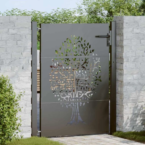 vidaXL Πύλη Κήπου Άλλο Μαύρο 105 x 150 cm Ατσάλι με Επικάλυψη Πούδρας