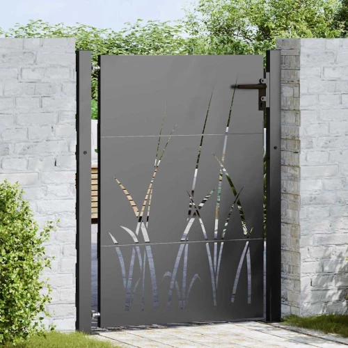 vidaXL Πύλη Κήπου Μαύρο 105 x 150 cm Ατσάλι με Επικάλυψη Πούδρας