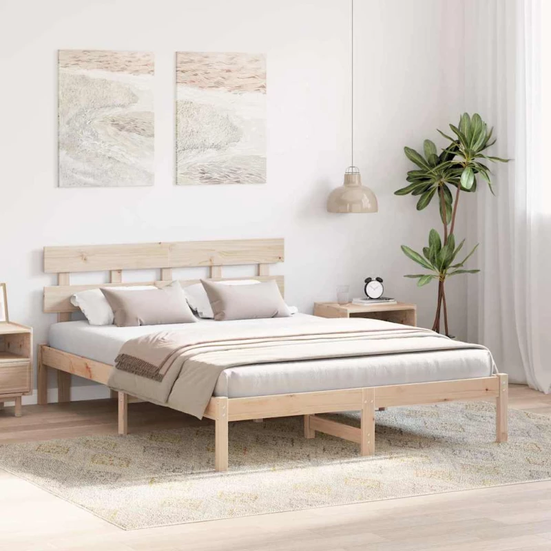 vidaXL Κρεβάτι με Κεφαλάρι 150x200 εκ Μασίφ Ξύλο Πεύκου