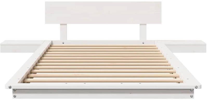 vidaXL Κρεβάτι με κομοδίνα Λευκό 90x200εκ Μασίφ ξύλο