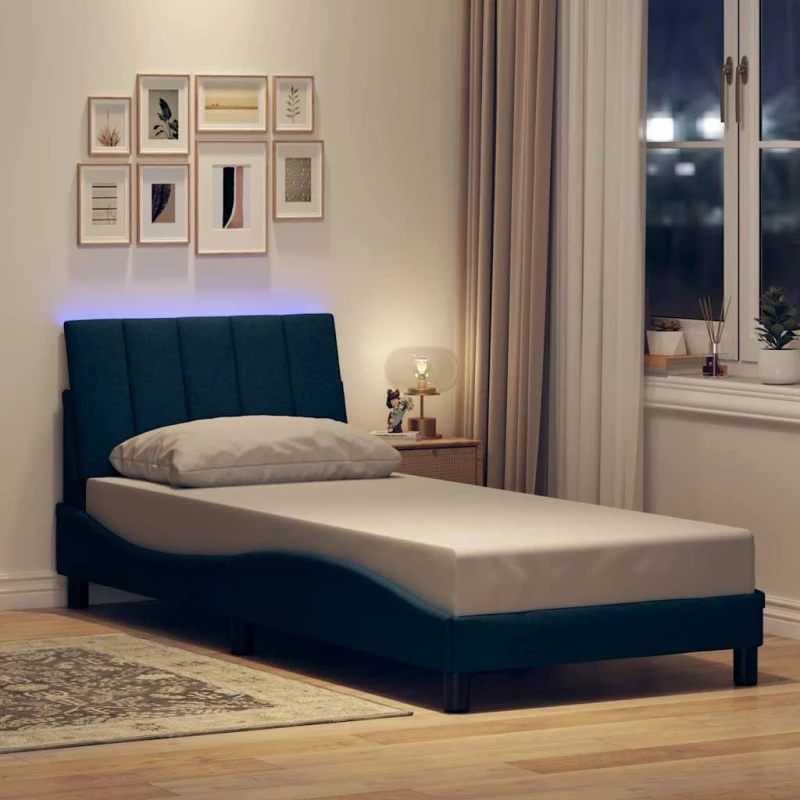 vidaXL Σκελετός Κρεβατιού Χωρίς Στρώμα Μπλε 90x190 εκ. Υφασμάτινο