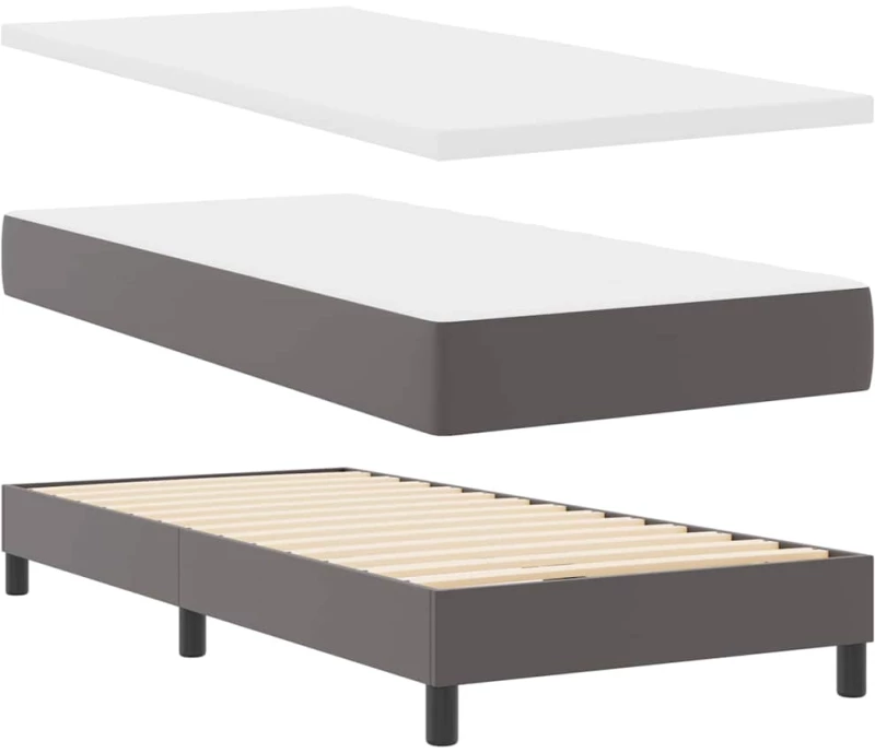 vidaXL Κρεβάτι με ελατήρια Γκρι και Λευκό 90 x 200 cm