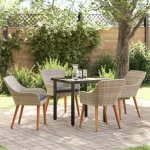 vidaXL Σετ τραπεζαρίας 5 pcs Ανοιχτό γκρι και Μαύρο Μέγεθος: Μεσαίο