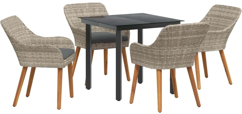 vidaXL Σετ τραπεζαρίας 5 pcs Ανοιχτό γκρι και Μαύρο Μέγεθος: Μεσαίο
