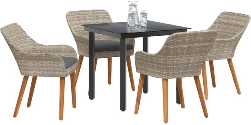 vidaXL Σετ τραπεζαρίας 5 pcs Ανοιχτό γκρι και Μαύρο Μέγεθος: Μεσαίο