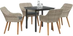 vidaXL Σετ τραπεζαρίας 5 pcs Ανοιχτό γκρι και Μαύρο Μέγεθος: Μεσαίο