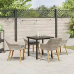 vidaXL Σετ τραπεζαρίας 5 pcs Ανοιχτό γκρι και Μαύρο Μέγεθος: Μεσαίο