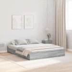 vidaXL Κρεβάτι με αποθηκευτικό χώρο Γκρι sonoma 160 x 200 cm