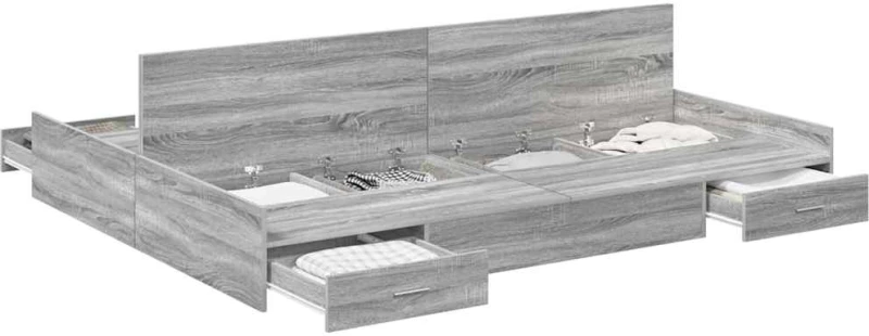 vidaXL Κρεβάτι με αποθηκευτικό χώρο Γκρι sonoma 160 x 200 cm