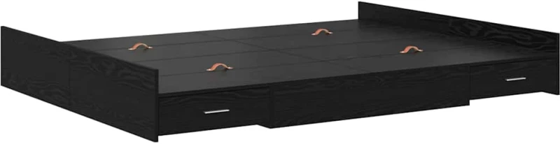 vidaXL Κρεβάτι με αποθηκευτικό χώρο Μαύρη δρυς 135 x 190 cm Μελαμίνη