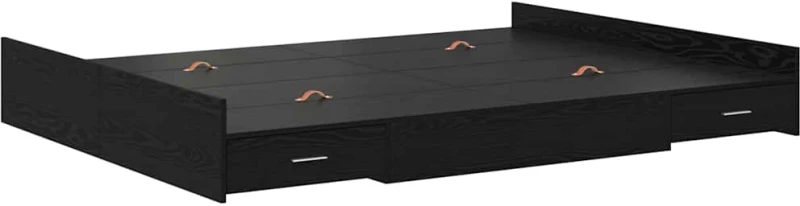 vidaXL Κρεβάτι με αποθηκευτικό χώρο Μαύρη δρυς 135 x 190 cm Μελαμίνη