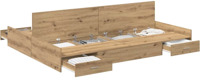 vidaXL Κρεβάτι με αποθηκευτικό χώρο artisan δρυς 135 x 190 cm Μελαμίνη