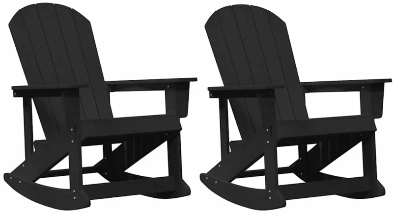 vidaXL Καρέκλες Ροκάντας Adirondack 2 pcs Μαύρο 73.5 x 92 x 90 εκ.