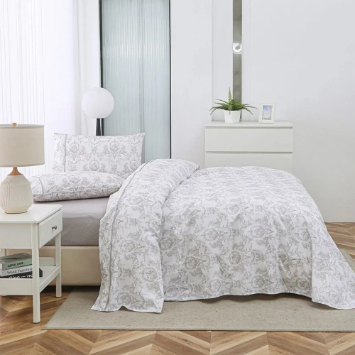 Σετ σεντόνια υπέρδιπλα 210tc + 2 μαξιλαροθήκες 245x270cm Liolios Home 2724 CHANTAI BEIGE