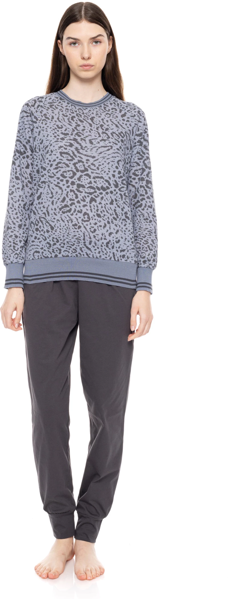 Γυναικεία Πυτζάμα Pink Label - Animal print - Γκρι - Cotton - Regular Fit
