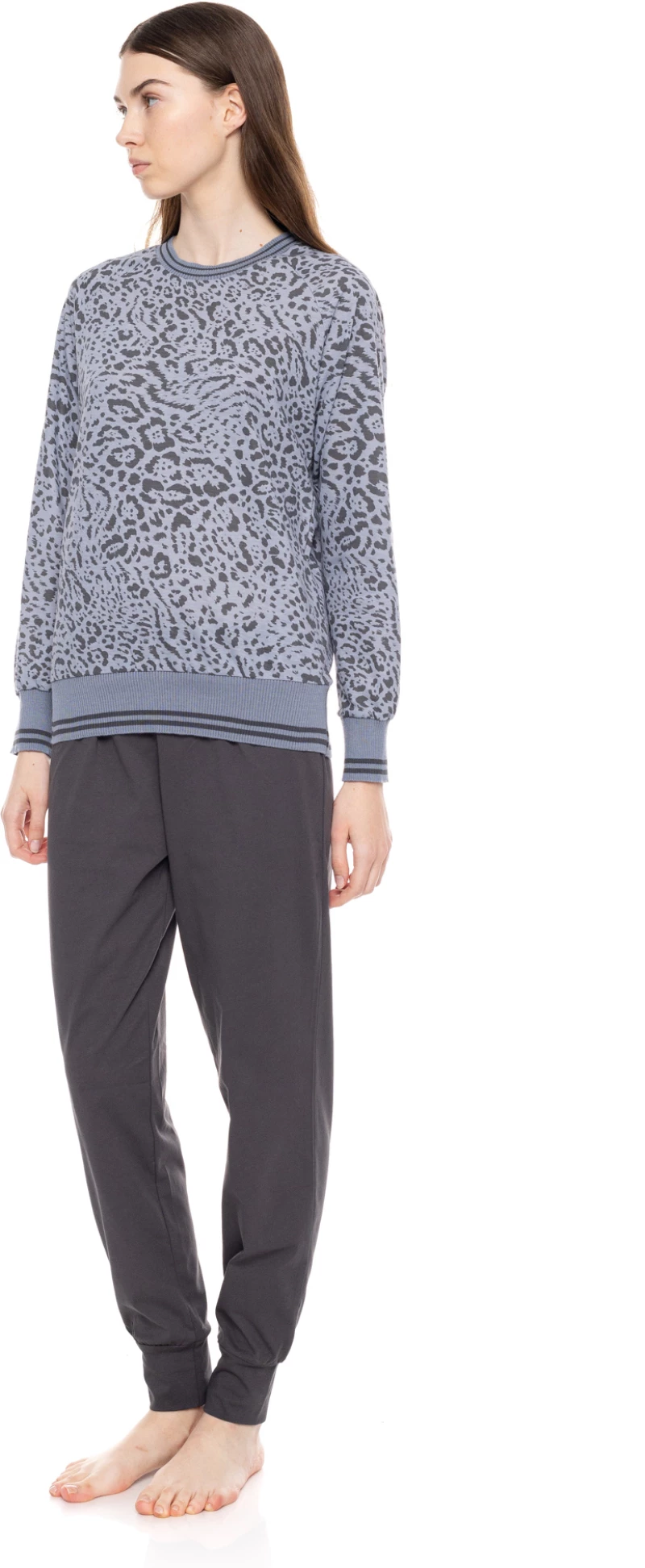 Γυναικεία Πυτζάμα Pink Label - Animal print - Γκρι - Cotton - Regular Fit