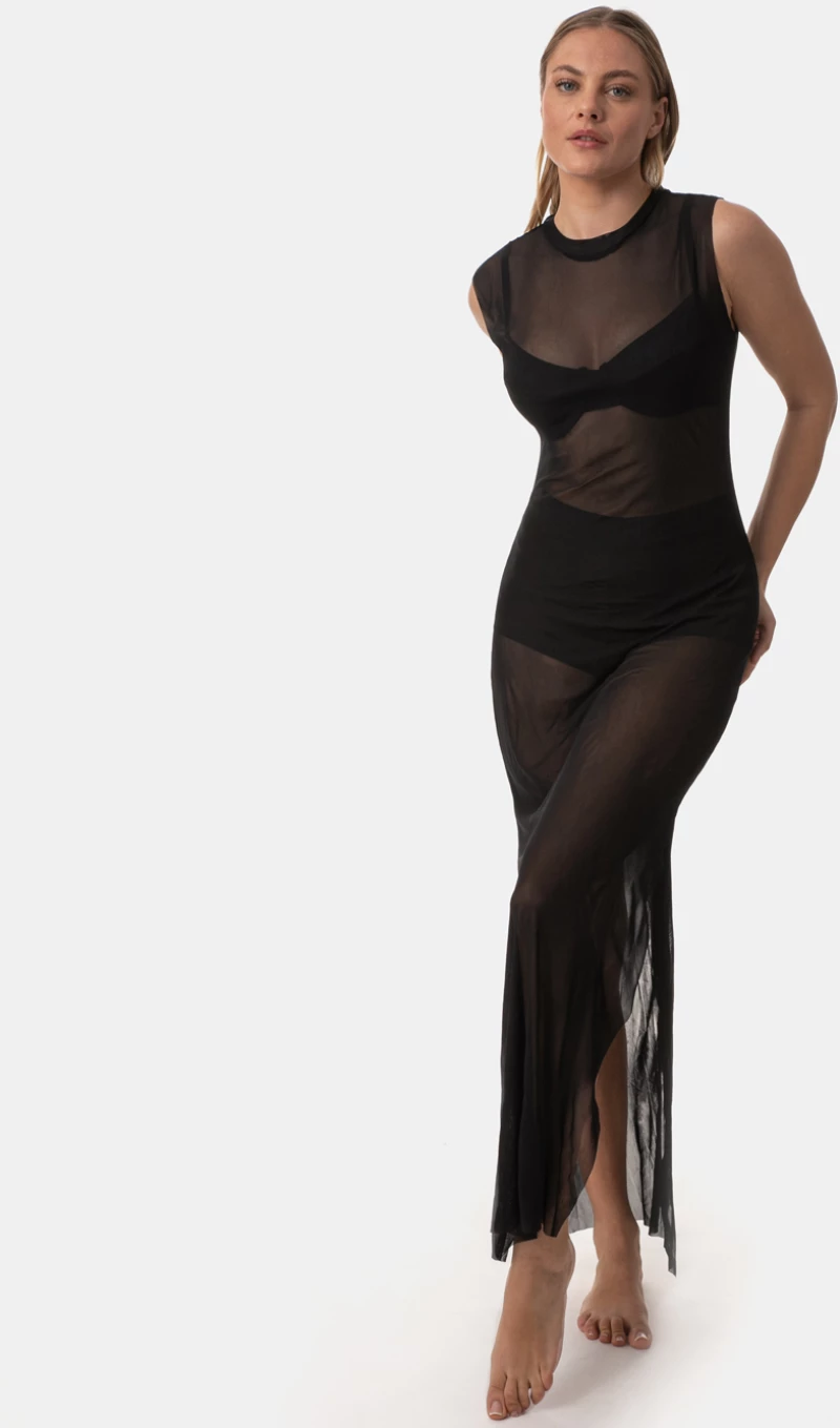 Γυναικείο Beachwear Rock Club - Φόρεμα Maxi Μαύρο - Regular Fit - Δύχτι