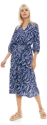 Γυναικείο Beachdress Pink Label - LONG BLUE PALM - Viscose - 3/4 Μανίκι