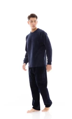 Ανδρική πυτζάμα Pink Label - Yacht Blue - VELVET STIPE - Cotton - Regular Fit