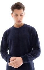 Ανδρική πυτζάμα Pink Label - Yacht Blue - VELVET STIPE - Cotton - Regular Fit