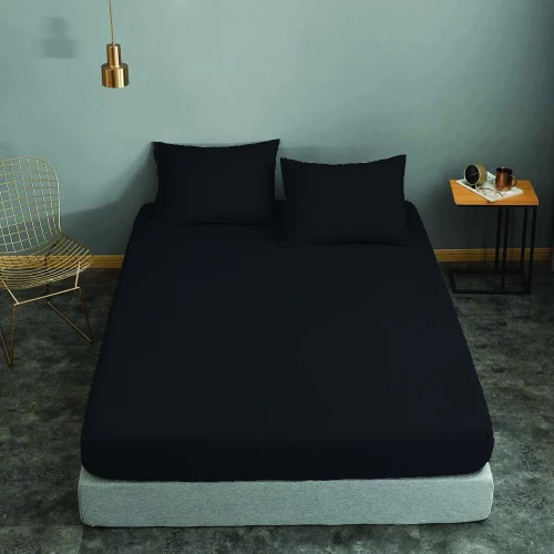 Σεντόνι ΚΟΜΒΟΣ Μαύρο μονόχρωμο Διπλό 200x240