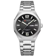 Curren RD-206 Silver Black Ρολόι με Μαύρο Καντράν και Ασημένιο Μπρασελέ