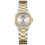 Curren C9100 Silver Gold Γυναικείο Ρολόι με Ασημί Καντράν