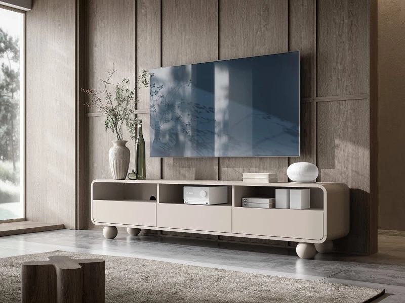 Έπιπλο τηλεόρασης ALBION με συρτάρια Λευκό Kazmir 180x44x39cm