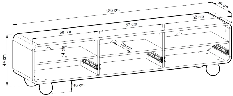 Έπιπλο τηλεόρασης ALBION με συρτάρια Λευκό Kazmir 180x44x39cm