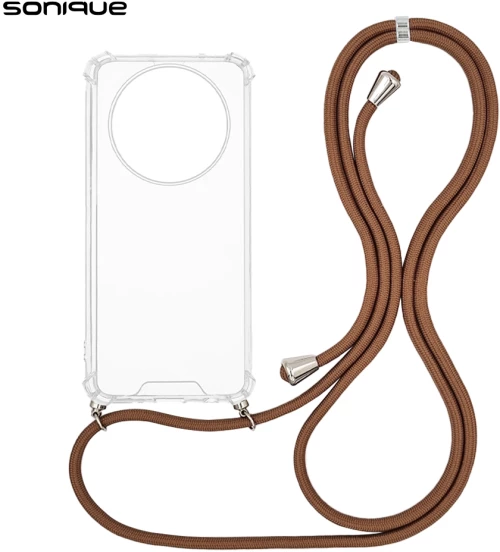 Θήκη Σιλικόνης με Κορδόνι Sonique Armor Clear Honor Magic7 Lite 5G Καφέ