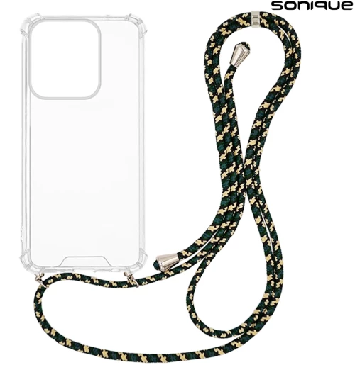 Θήκη Σιλικόνης με Κορδόνι Sonique Armor Clear Motorola Moto G15 4G / Moto G15 Power Rainbow Πράσινο