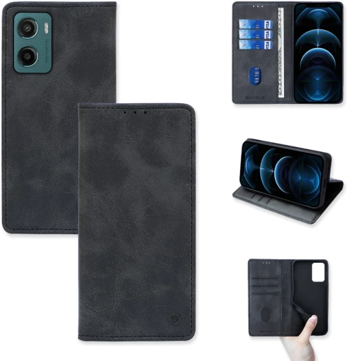 Θήκη Πορτοφόλι Vintage Magnet Wallet Sonique Motorola Moto G05 4G / Moto E15 4G Μαύρο
