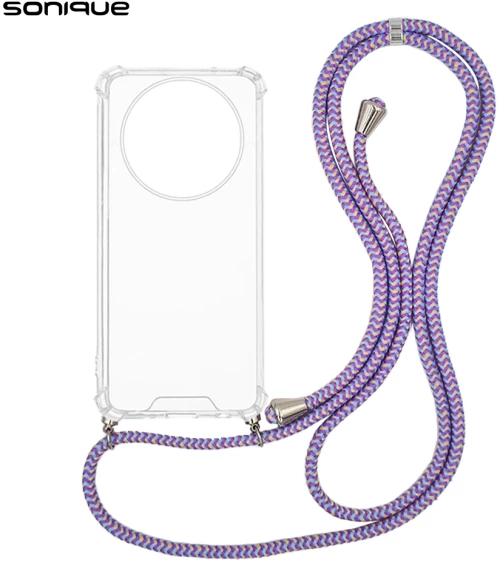 Θήκη Σιλικόνης με Κορδόνι Sonique Armor Clear Realme 14 Pro Plus 5G Rainbow Λιλά